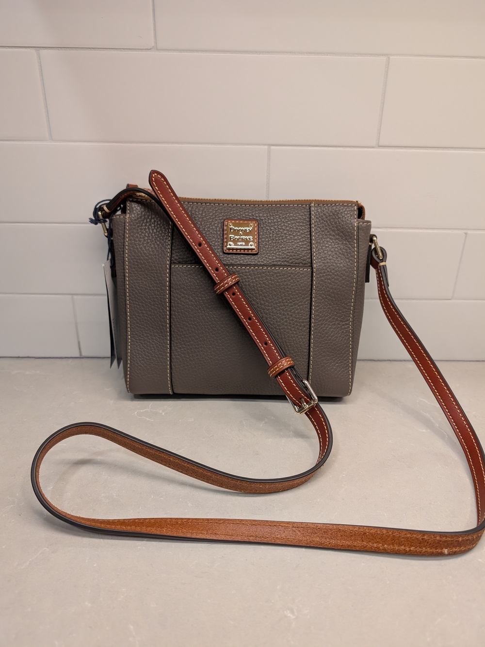 Dooney & Bourke Pebble Grain Leather Lexington In Gray/Brown